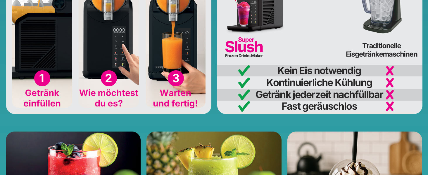 Машина для приготування сляшів, коктейлів та молочних коктейлів Seeger SuperSlush 2L 7-в-1