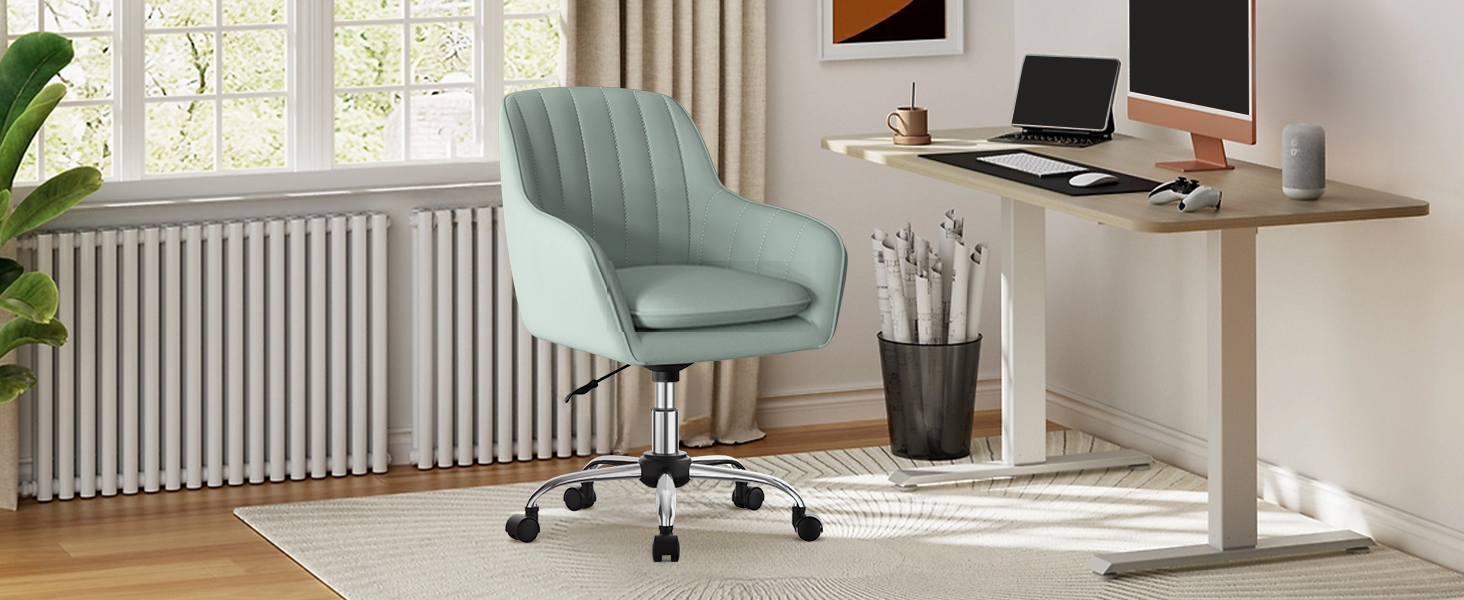 Крісло для робочого столу Daccormax, крісло для туалетного столика, обертове крісло до 150 кг, офісне крісло з регулюванням висоти, крісло для дому з м'якою оксамитовою оббивкою, комфортне для робочого кабінету, спальні, офісу, рожеве (темно-зелене)