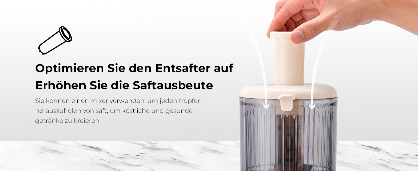 Електричний соковичавник SUSTEAS, 133 мм, повільний віджим, 300 Вт, 1.5 л, для цілих фруктів та овочів, легкий у чищенні, висока вихідність соку, білий
