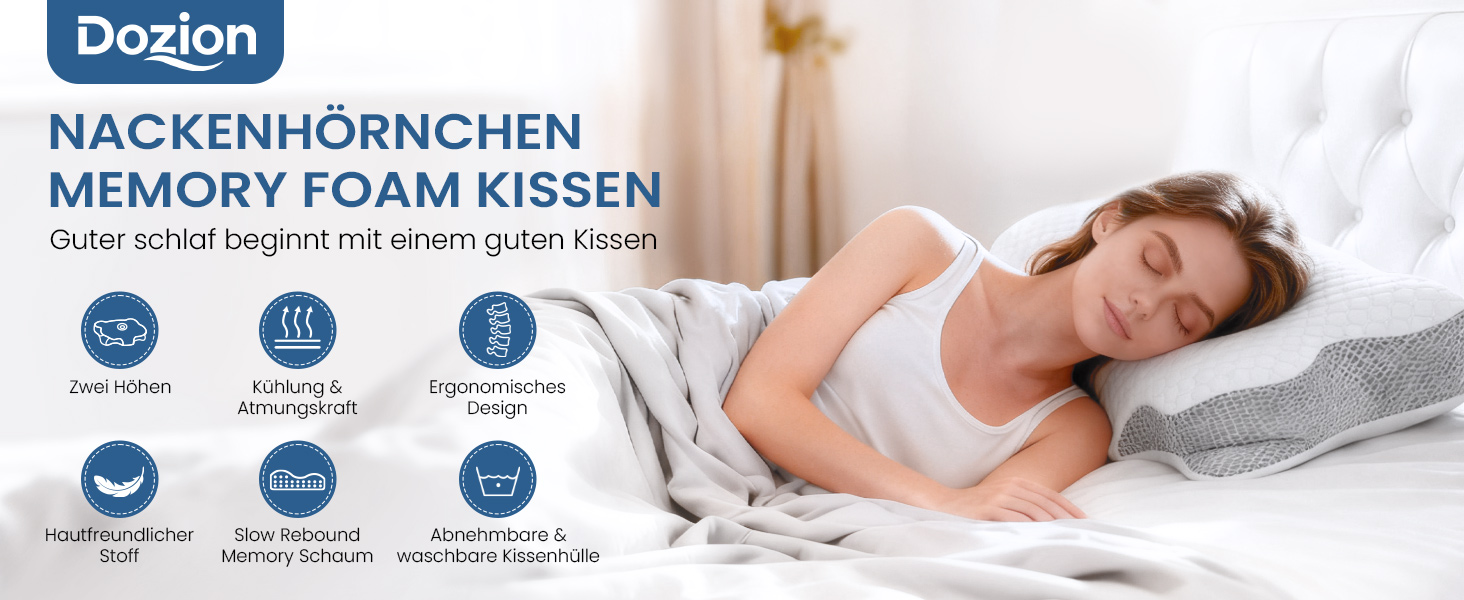 Подушка для шиї з Memory Foam, анатомічна для сну на боку та спині, біла. Ортопедична подушка для підтримки шийного відділу хребта.