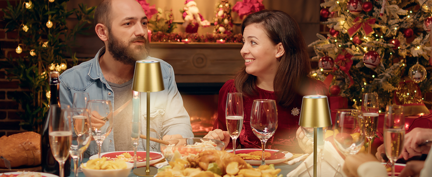 2 шт. Бездротові LED-лампи настільні, перезаряджувані, 3000K та RGB, USB-C, 5500mAh, золоті (2 шт.)