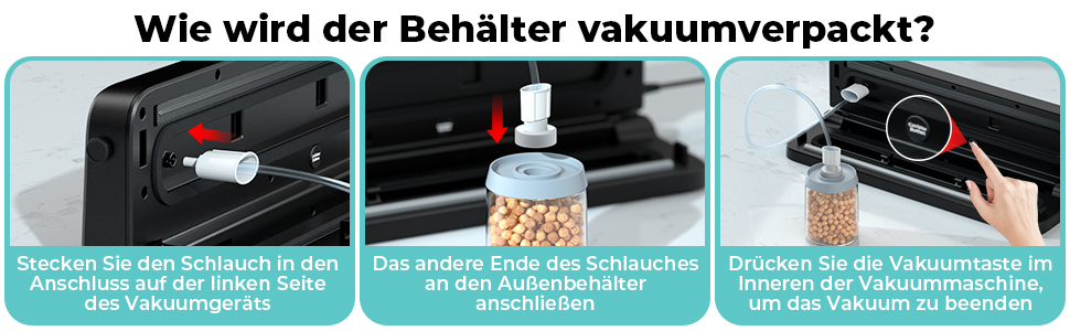 Вакууматор 5 в 1 для продуктів, вакуумний пакувальник з 10 пакетами та шлангом, пристрій для запаювання пакетів (шов 30 см)
