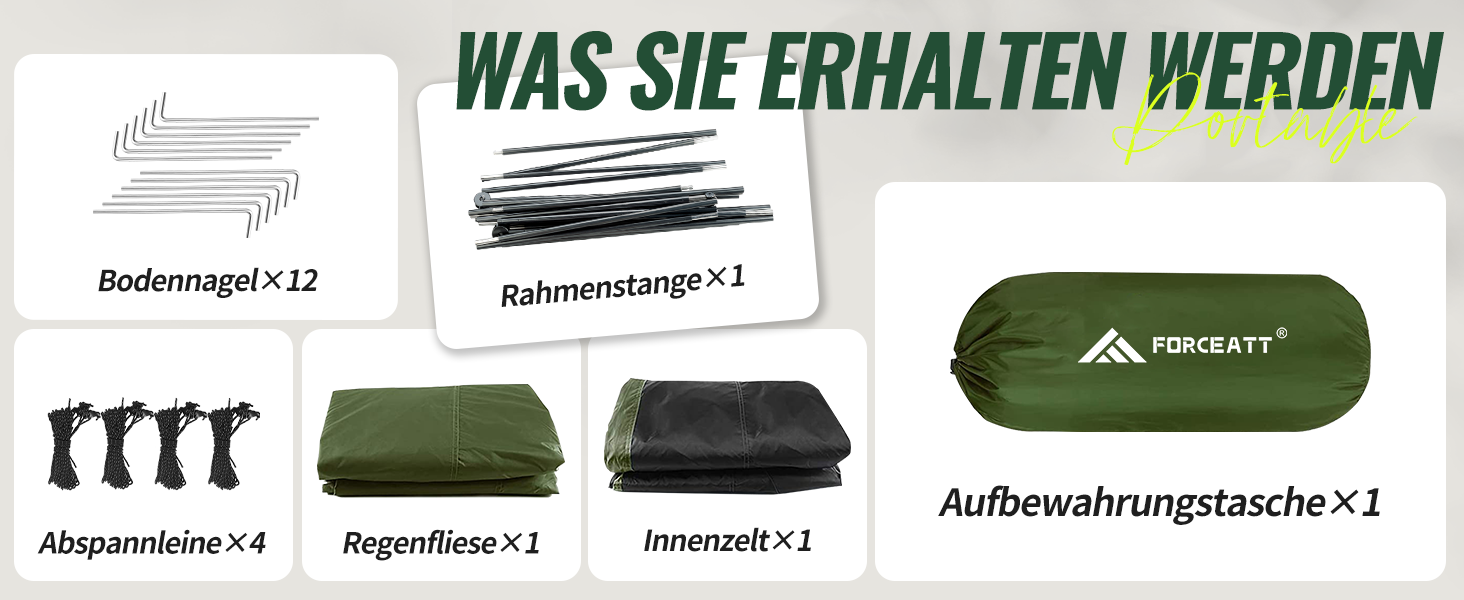 Намет кемпінговий Forceatt 2-3 особи, водонепроникний, вітростійкий, 3-4 сезони, червоний