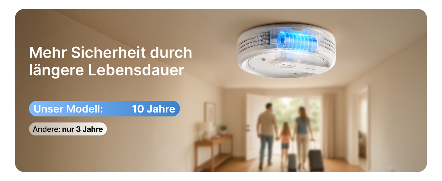 X-Sense Розумний димовий датчик з Wi-Fi, EN 14604, нічний режим, 10 років служби, змінна батарея, керування через додаток, XS0E-iR, білий