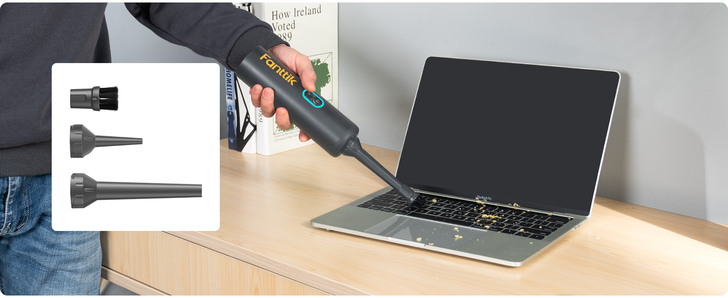 Акумуляторний автомобільний пилотяг Fanttik Slim V8 APEX, портативний ручний міні-пилотяг 4-в-1 RobustClean™, потужність 19000 Па/45 AW, 2 режими всмоктування, для авто, офісу та клавіатур (Сірий)