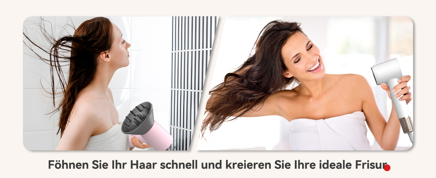 Професійний іонний фен для волосся з дифузором, безщітковий мотор 160 000 об/хв, швидке сушіння, сірий колір