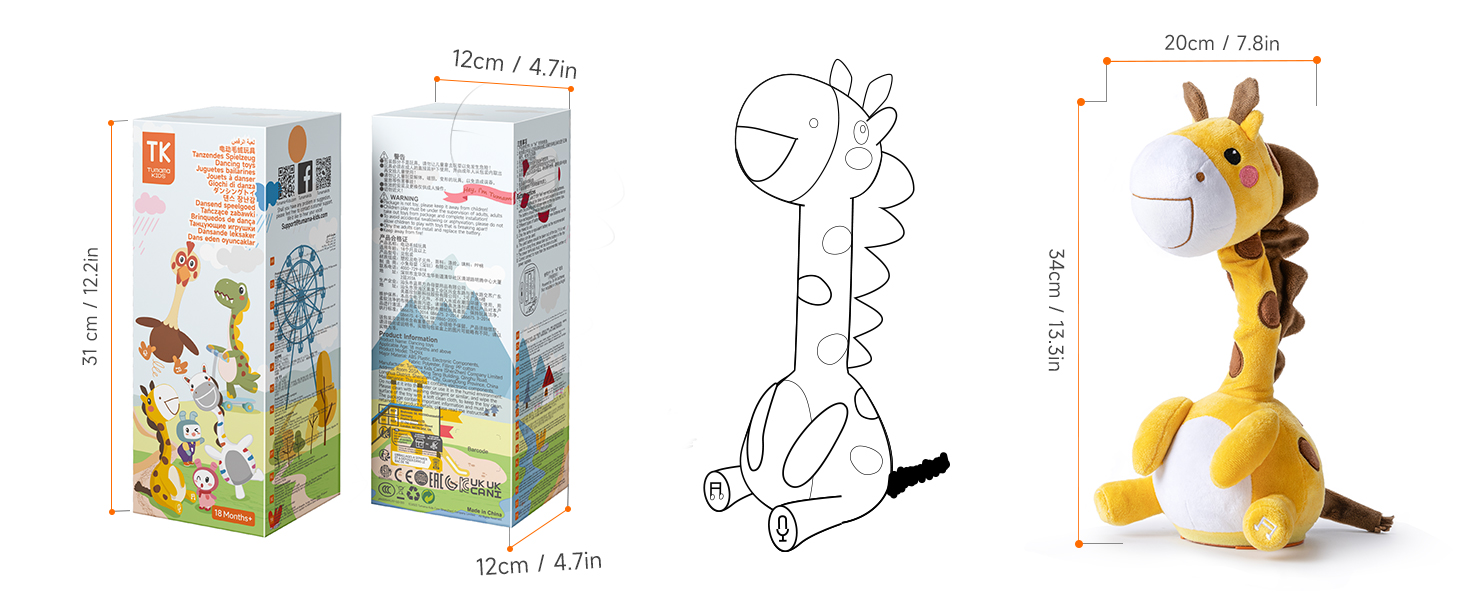 Дитяча плюшева іграшка розмовляючий танцюючий жираф Подарунок для дітей, мюзикл