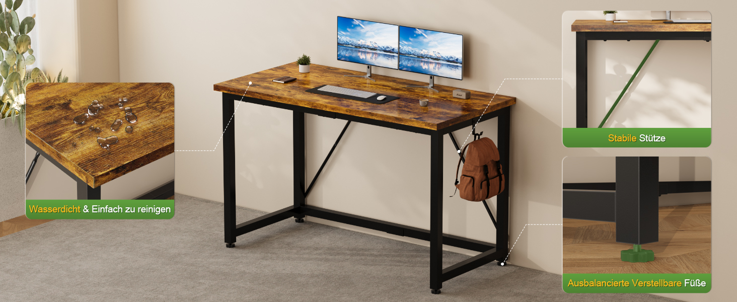 Стіл письмовий Devoko, 120 x 50 x 75 см, вінтажний коричневий