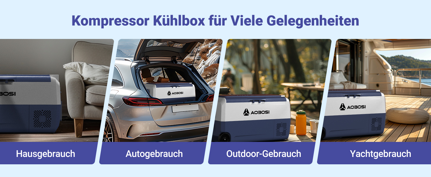 Кühlbox AAOBOSI Kompressor 60L з WiFi керуванням, 12/24/240V, -20°C до 20°C. Двозонна холодильна сумка для авто, вантажівки, човна, кемпінгу.