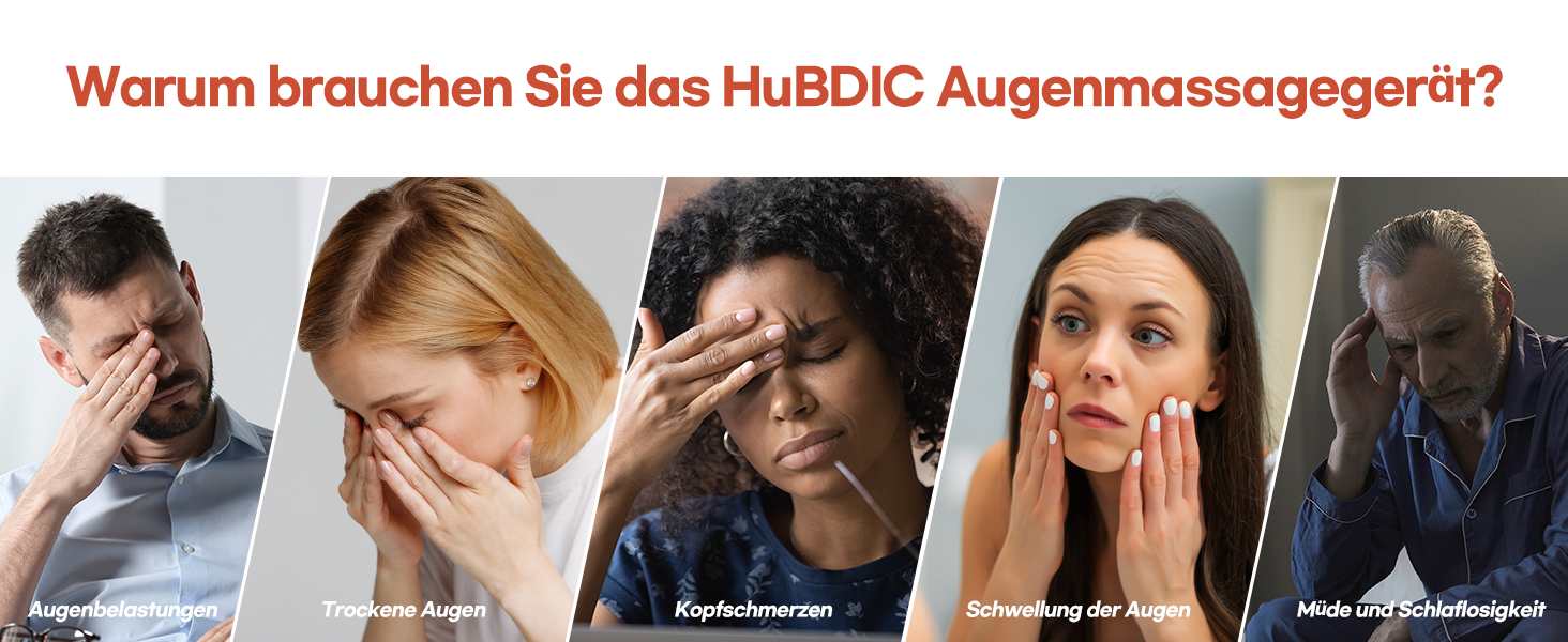 Масажер для очей HubiCare з підігрівом та вібрацією для зняття напруги, мігрені та зменшення втоми очей (Бежевий)