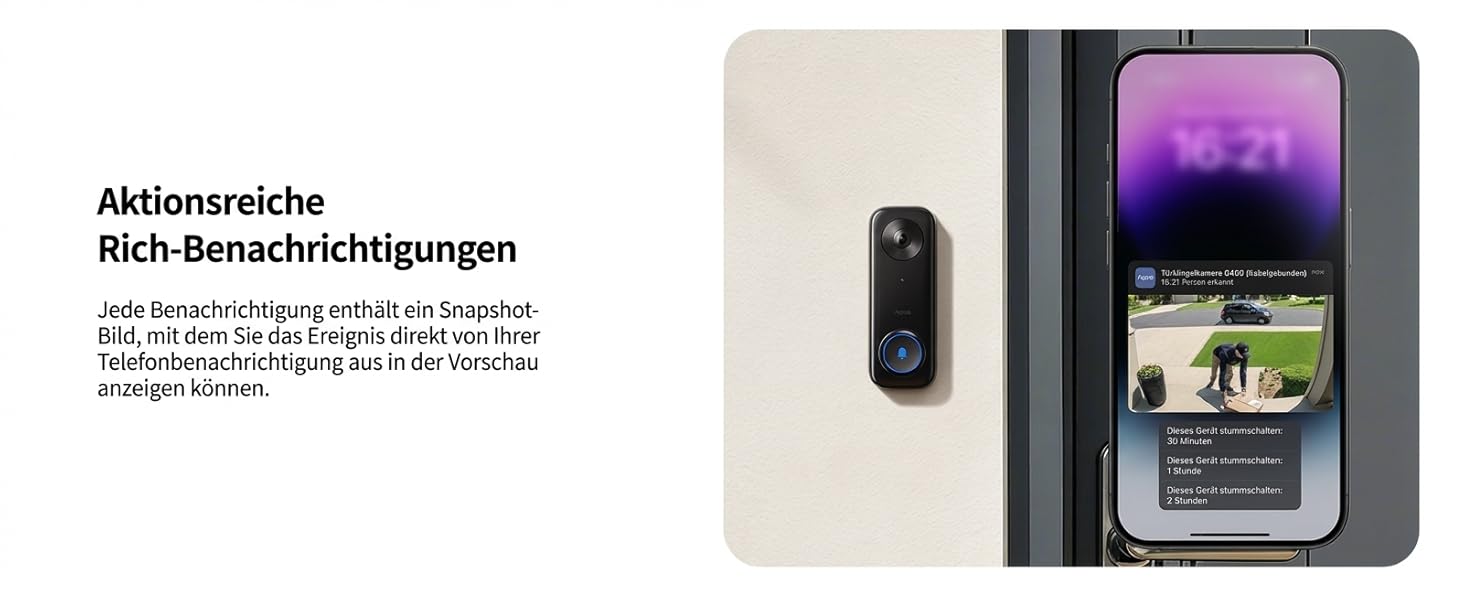 Aqara G400 Відеодзвінок з Chime, 2K HD, PoE/Кабель, HomeKit, Розпізнавання, IP65