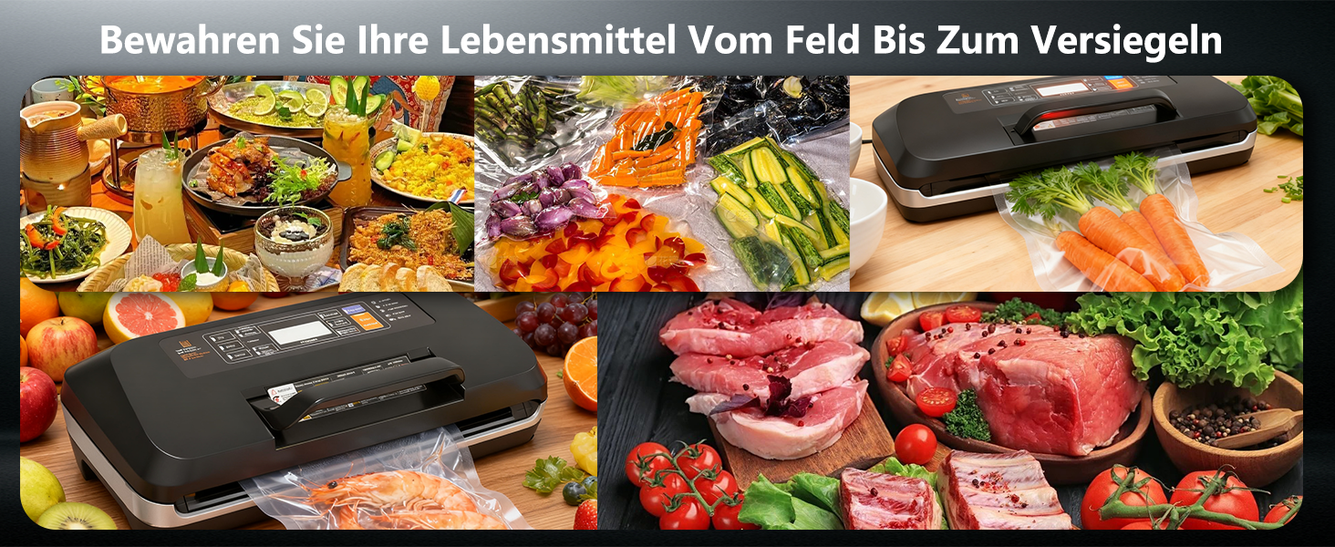Вакууматор для продуктів 12-в-1, вакуумний пакувальник з подвійним швом, вбудованим різаком та лотком для збору рідини, 95кПа, чорний