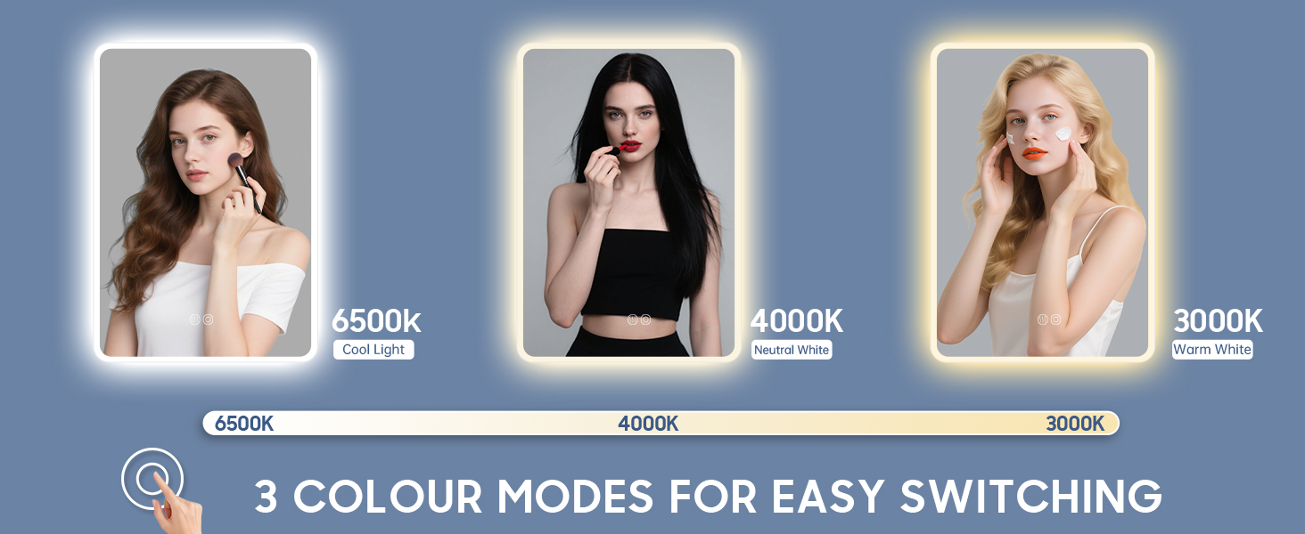 Дзеркало для ванної кімнати Habison з підсвічуванням LED, 50x70 см, сенсорне керування, регулювання кольору світла, пам'ять, протитуманне покриття, матове, без Bluetooth