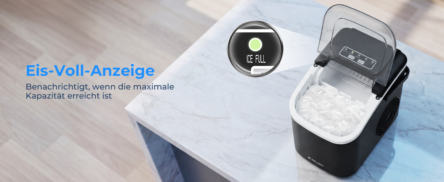 Льодогенератор Klarstein Ice Maker – Швидке виробництво льоду (12 кг/24 год), 2 розміри кубиків, самоочищення, для дому, кухні, офісу, бару – Чорний