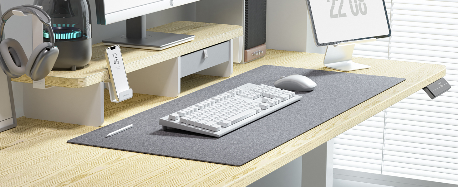 Регульований стіл WALKINGDESK для дому та офісу: електричний, з ящиками, полицями та гачками (140x60 см, дуб)
