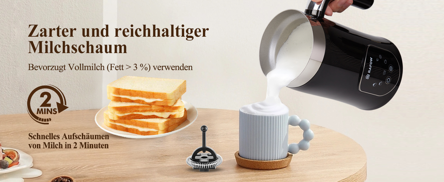 Електричний спінювач молока 5 в 1 з LED-дисплеєм, 350 мл - для капучино, лате, гарячого шоколаду