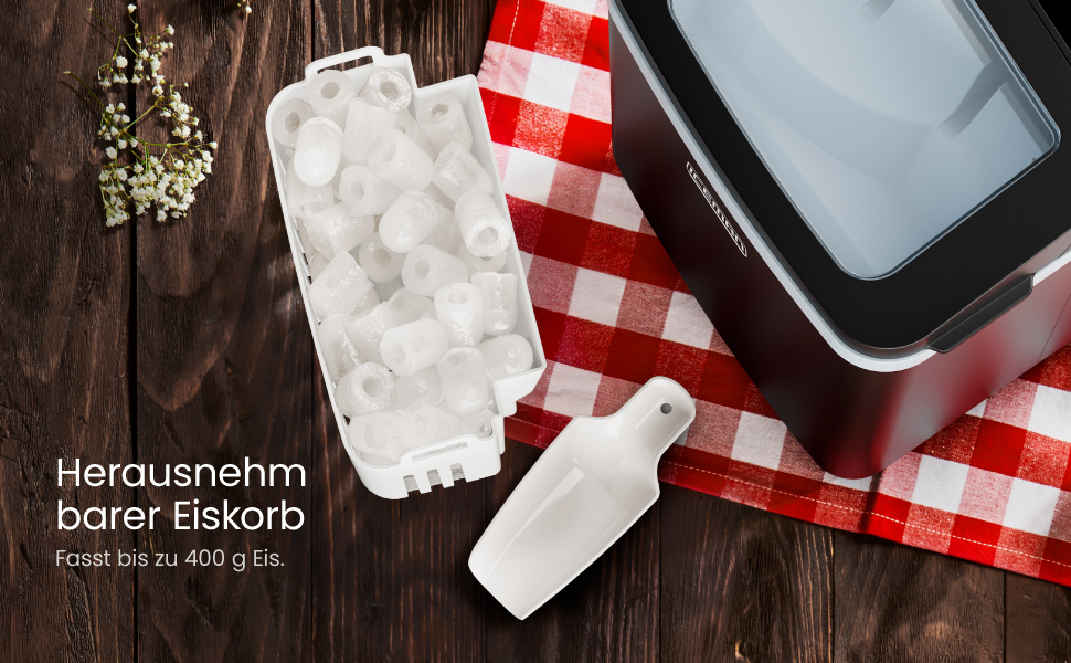 Chefman Iceman - портативна машина для приготування льоду, велика та мала, самоочищення, 9 кубиків за 7 хвилин, 10 кг/24 год, з лопаткою