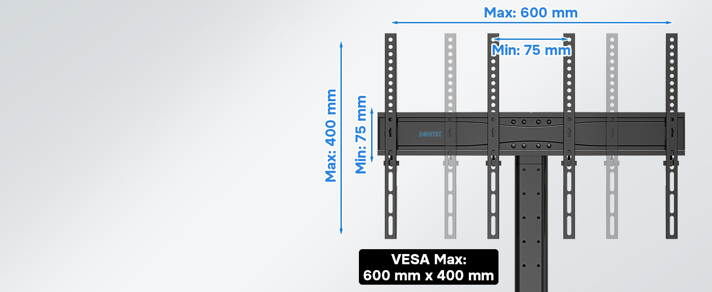 Підставка під телевізор BONTEC для телевізорів 26-65 дюймів, до 45 кг, регулюється по висоті, макс. VESA 600x400