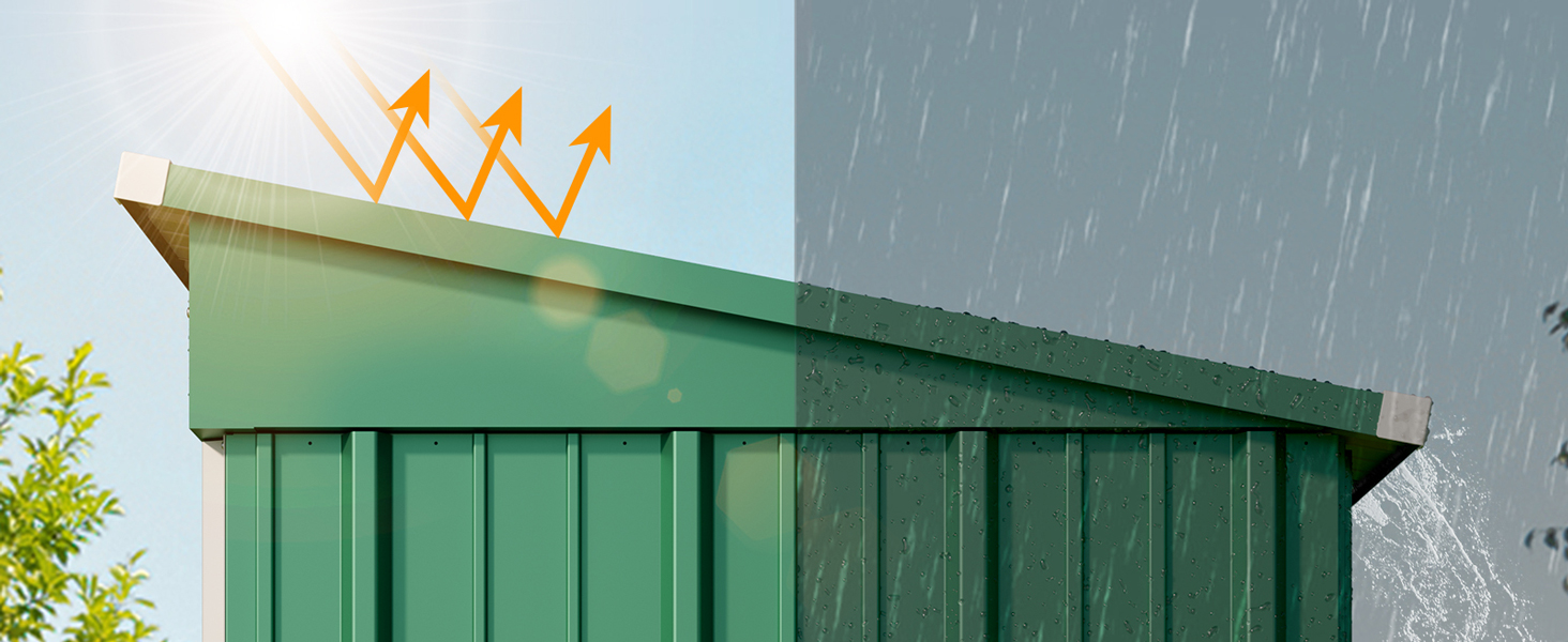 Металевий сарай для інструментів Bealife 180x162x95 см, сталевий садовий шоп, вуличний склад, господарський будиночок для двору, тераси, газону (Зелений)