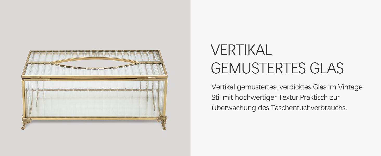 Скляна коробка для серветок SLHEQING Gold - органайзер для косметичних серветок, прямокутна модель для ванної, вітальні, спальні, офісу