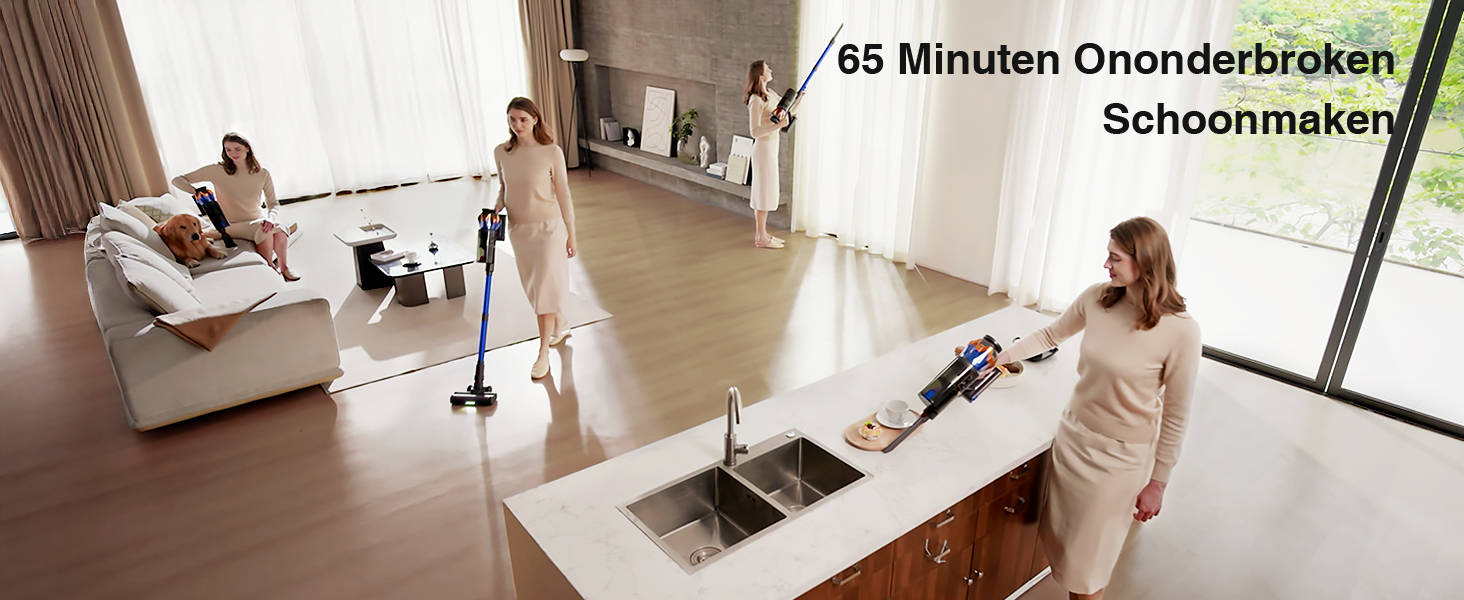 Бездротовий акумуляторний пилосос 45000 Па/550 Вт/65 хв, об'єм 1,6 л з дисплеєм, антизаплутана щітка, самостійна парковка, док-станція на стіні, 8-шарова фільтрація, тихий, для шерсті тварин/килимів/твердих поверхонь/автомобіля, блакитний