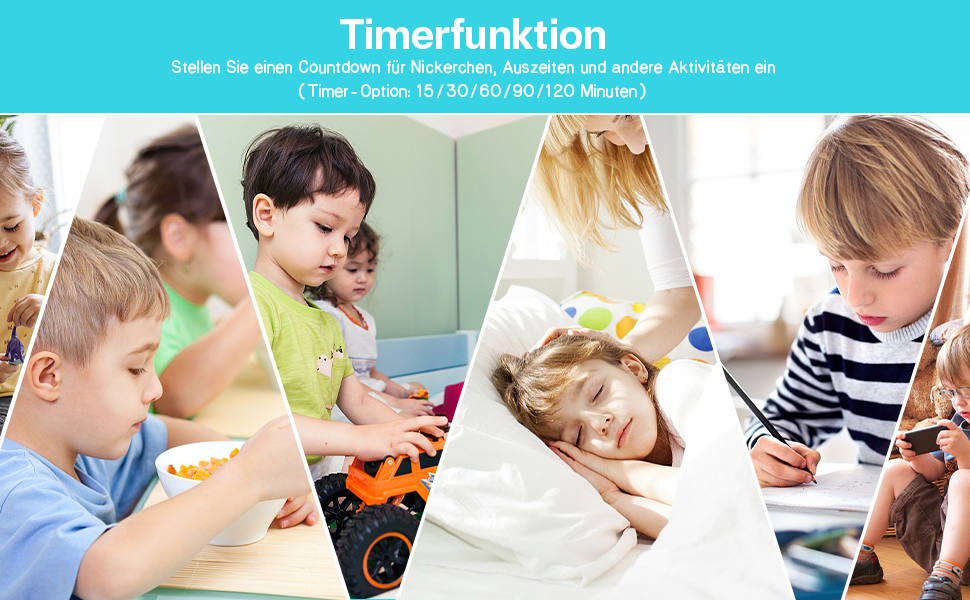 Дитячий ліхтарик-годинник Kinderwecker: тренажер сну, звукова машина, таймер, 9 кольорів - для хлопчиків та дівчаток (синій)