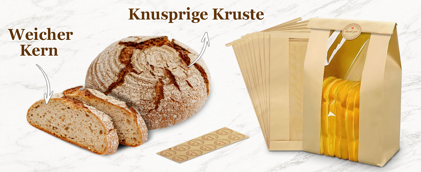 Набір для приготування закваски та випікання хліба SHANNA: корзинка для бродіння, скляна тара, скребок, мішалка, ніж (бамбук, спіральний дизайн)