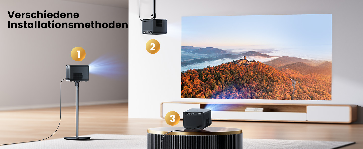 Beamer 4K з автофокусом та корекцією трапеції: проєктор для домашнього кінотеатру та перегляду з телефону (1080p, WiFi6, Bluetooth, Dolby Audio)