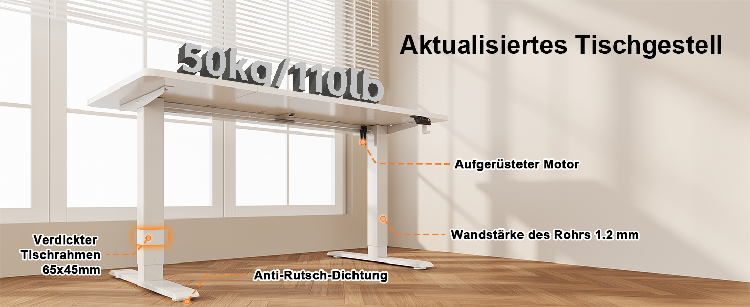 Електричний стіл JUMMICO з регулюванням висоти, пам'яттю, 140 x 60 см, білий