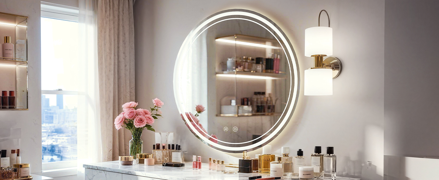 Дзеркало для ванної кімнати з підсвічуванням 70x50 см, LED, Smart, антизапар, 3 кольори, диммування, вертикальна/горизонтальна орієнтація