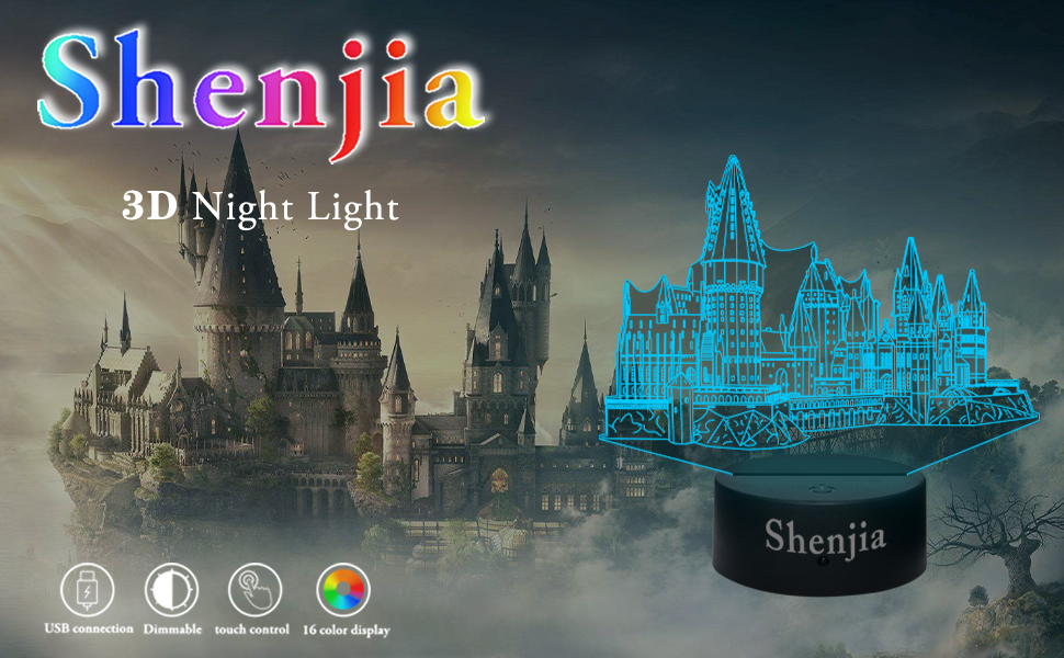 Лампа Shenjia Harry Potter Hogwarts - RGB світлодіод для дитячої кімнати, подарунок для шанувальників, 3D