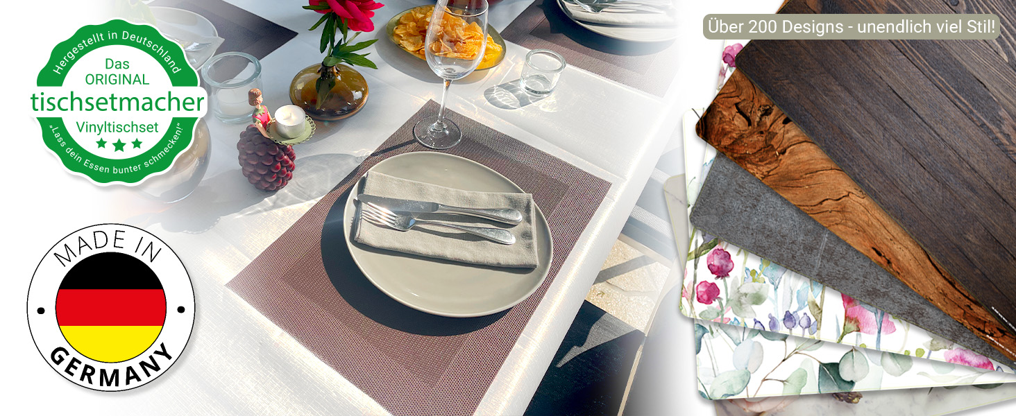 Набір килимків на стіл | 4 шт. з дерева (вініл) - антиковзаючі, без BPA - Made in Germany