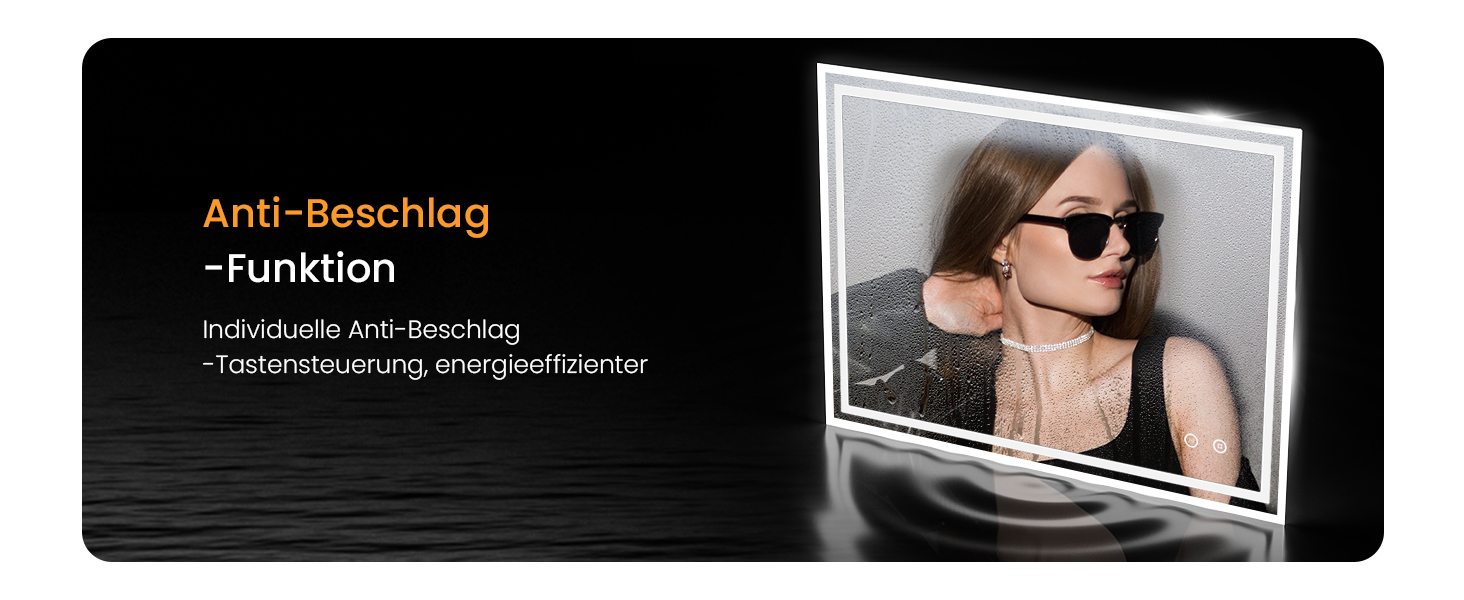 Дзеркало для ванної кімнати EMKE з підсвічуванням 50x60 см, антизапар, 2 кольори світла (тепле/холодне), LED, сенсорне керування