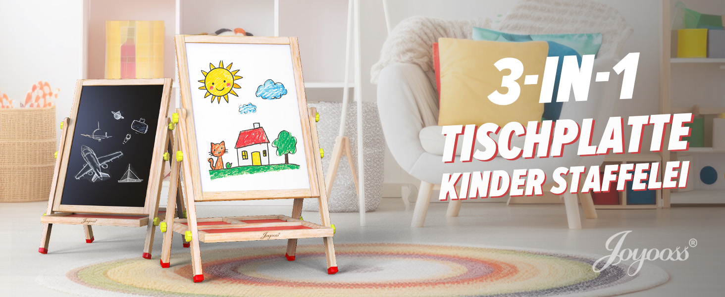 Дитячий стіл Joyooss: магнітно-крейдова дошка, регульована висота, для дітей 2-4 та 4-8 років, натуральний колір