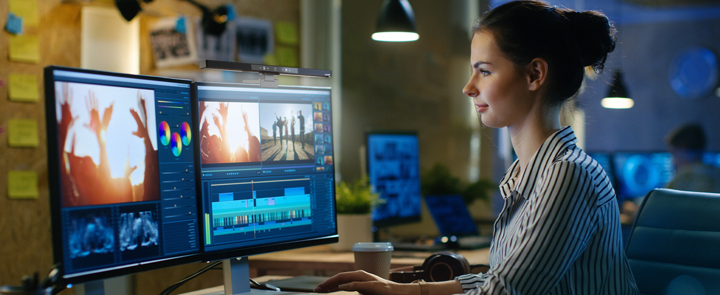 Моніторна лампа з пультом дистанційного керування, захист очей, регулювання яскравості та колірної температури, USB-лампа для монітора, ігровий офіс, дім