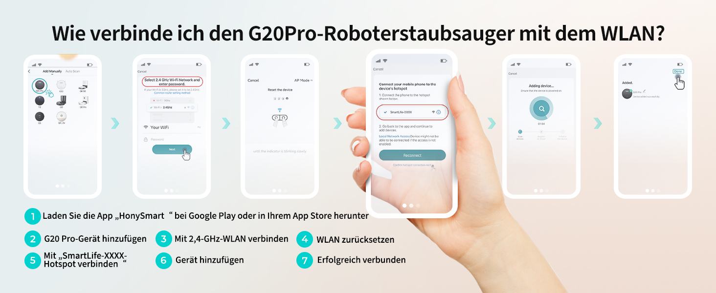 Робот-пилосос HONITURE G20 Pro з функцією миття, 4500Pa, керування через додаток, 180 хв роботи, для тварин, килимів та твердих підлог, чорний