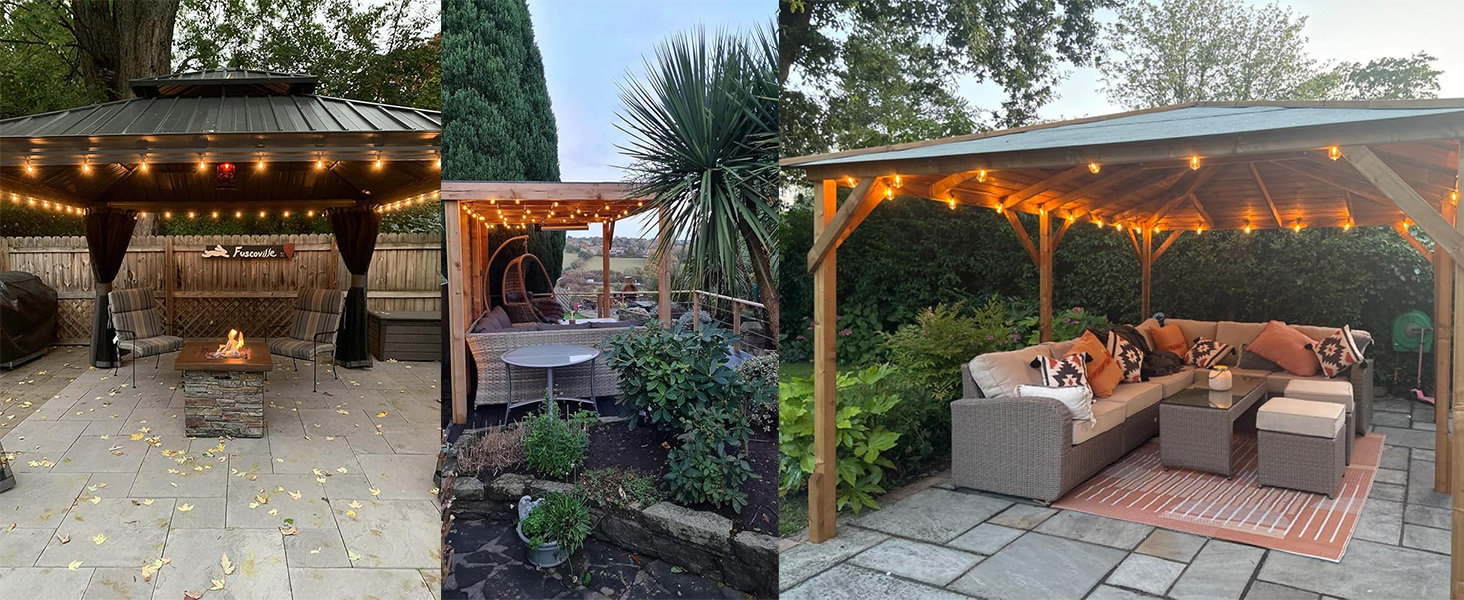 Світлодіодна гірлянда для декорування саду, балкону та тераси 45.7 м, з пультом, тепле світло, IP45, для дому та на вулицю