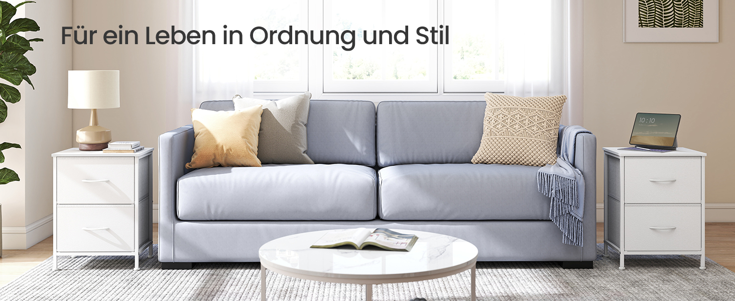 SONGMICS Комод з 2 висувними ящиками, тумбочка, шафка для зберігання, сталь, МДФ, флізелін, для спальні, прихожей, вітальні, чорний, LGS32BH03