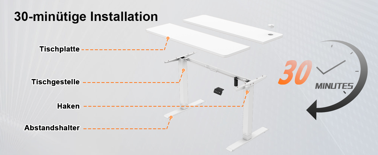 Регульований стіл JUMMICO Standing Desk: електричний, з пам'яттю, 100x60 см, білий