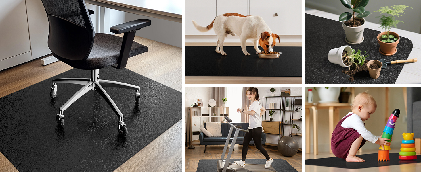 Килимок під офісний стілець COSYLAND, 120 x 150 см. Захист для підлоги, антиковзаючі, легко миються. Підходить для твердих підлог, ламінату, паркету (Чорний)