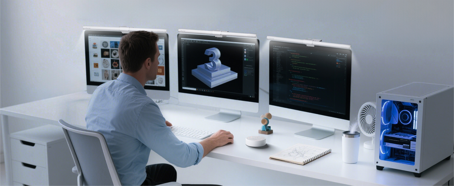 LED лампа для монітора Quntis 40см з підсвічуванням, регульована, захист очей, для офісу та дому