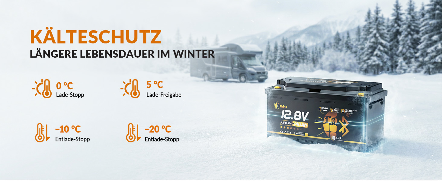 LiFePO4 акумулятор 12V 100Ah H190 ECE R10 з Bluetooth 5.4 для кемперів та автобудинків, літієва батарея (набір 2 шт)