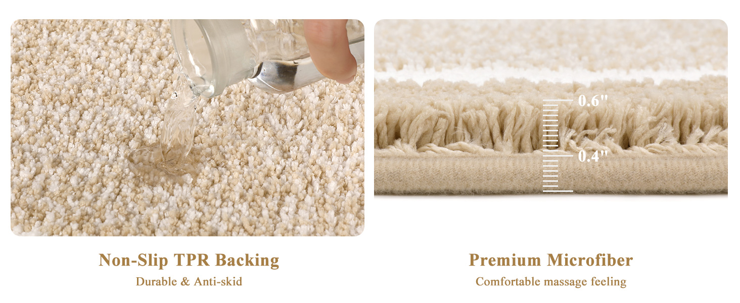 Набір килимків для ванної кімнати Pauwer: м'який килимок з високим ворсом, килимок для душу, килимок для туалету, машинне прання, антиковзаючі, (бежевий, 45 x 65 + 45 x 120 + 50 x 60 см)