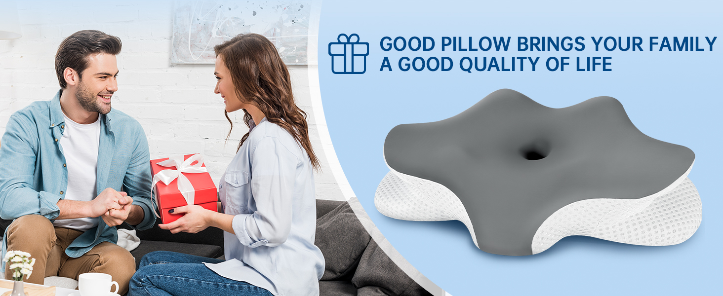 Подушка для шиї з піни Memory Foam, ергономічна для сну на боці, спині, животі, зі знімним чохлом