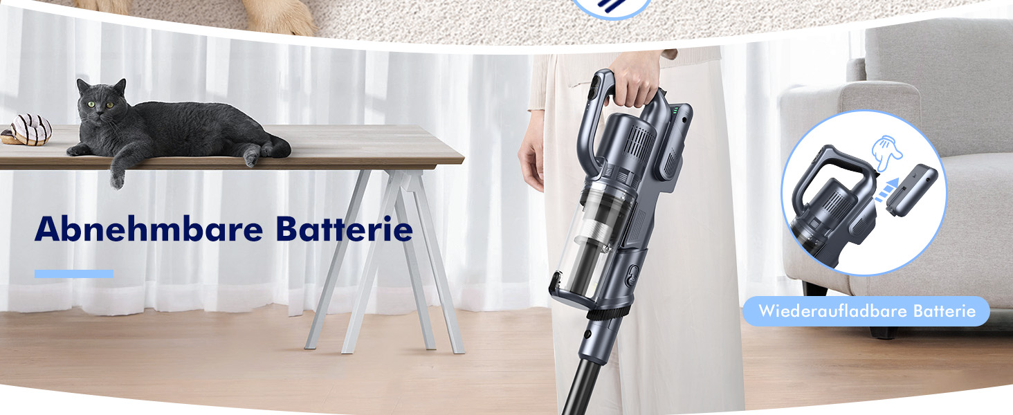 MIUZZY Бездротовий пилосос 6-в-1: потужний, легкий, з тривалістю роботи 50 хв, чорний