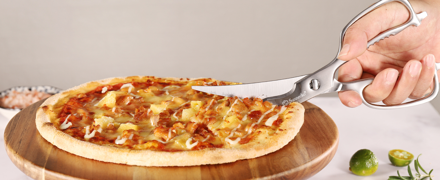 Кухонні ножиці Sunnecko 8 дюймів (20 см) - універсальні, з подрібнювачем горіхів, з ергономічною ручкою, знімні леза, з нержавіючої сталі