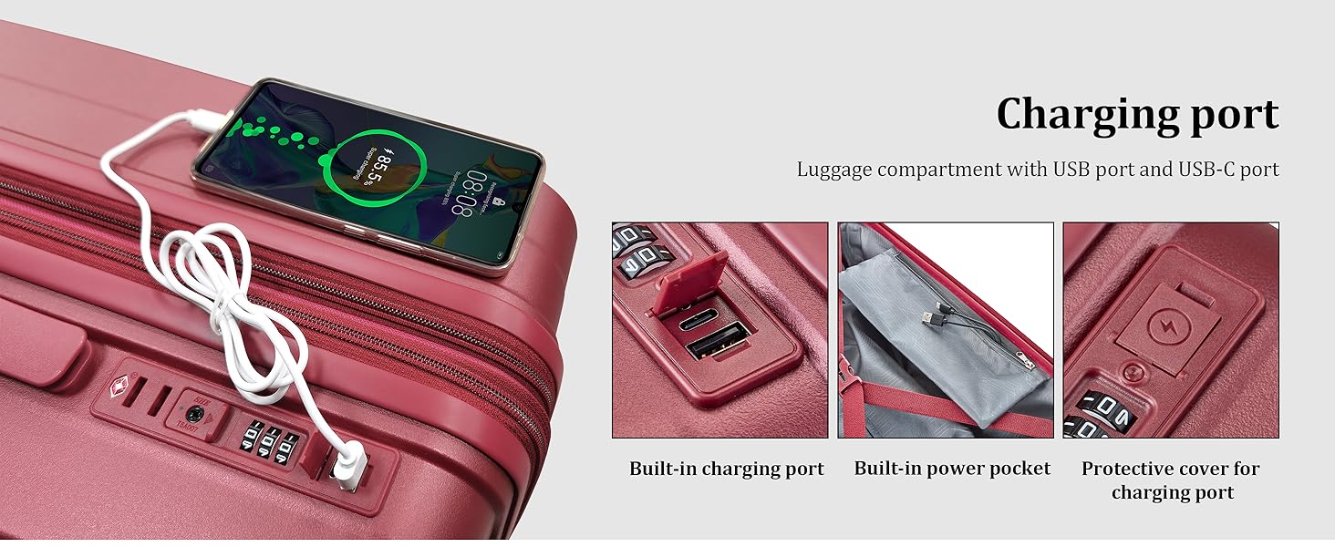 Набір валіз Joyway 4 шт. з жорстким корпусом та TSA-замком. Розширюваний набір валіз, містить 1 велику сумку (Червоний).