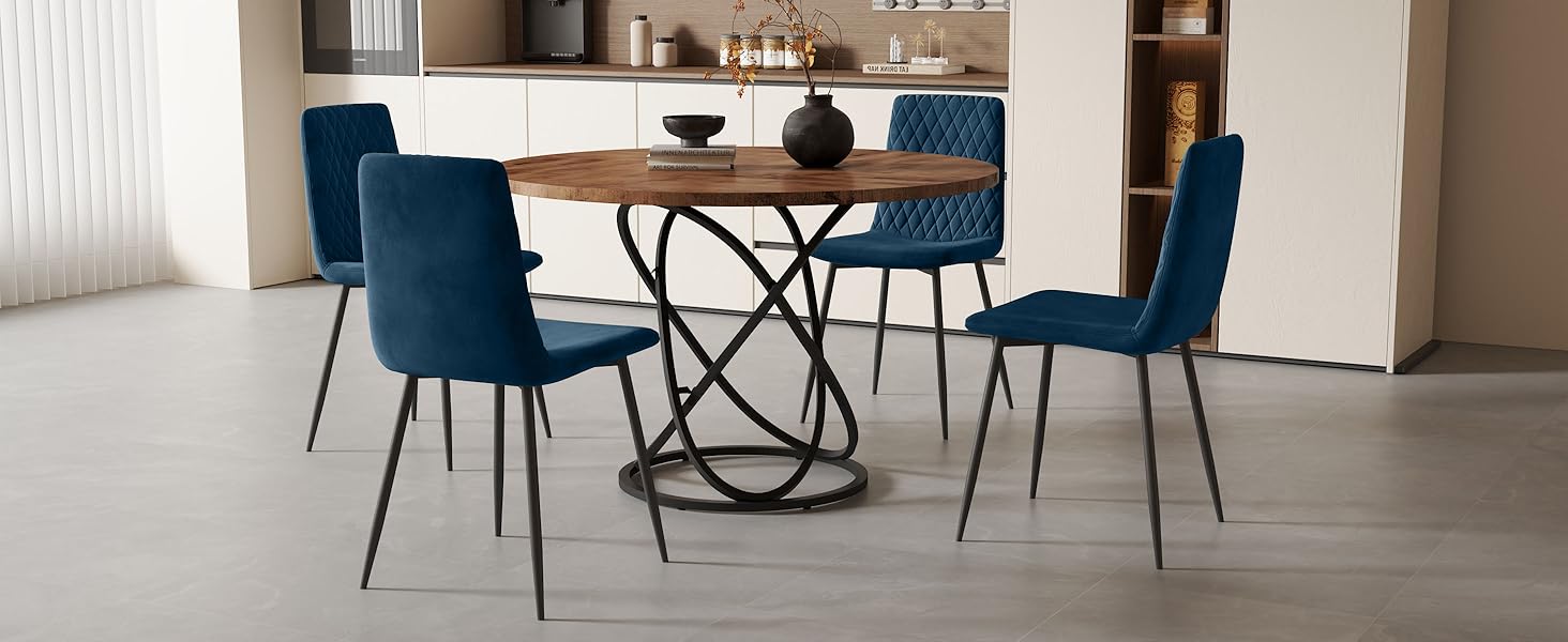 Стілець для обідньої кімнати GOLDFAN (4 шт.) з тканини льон, сірий. Сучасний кухонний, вітальний стілець з металевими ніжками.