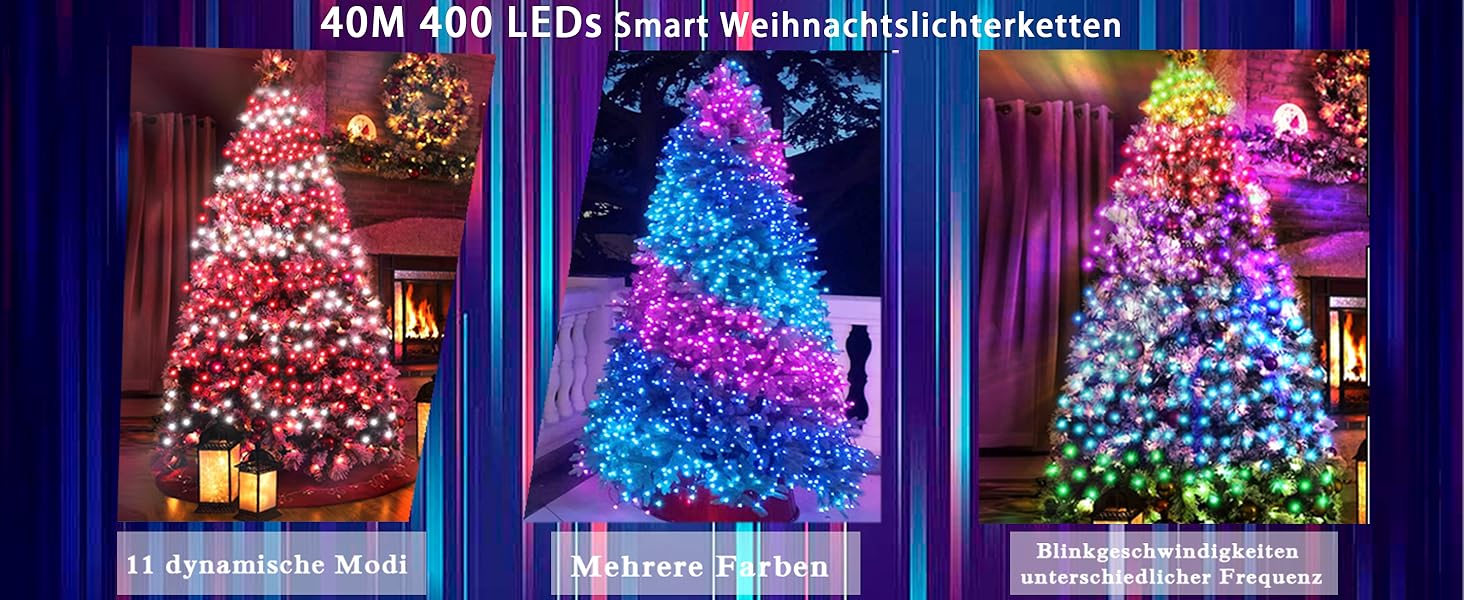 DOTWAYAW Гірлянда світлодіодна святкова 40м, 400 LED, RGB, Wi-Fi, керування через додаток