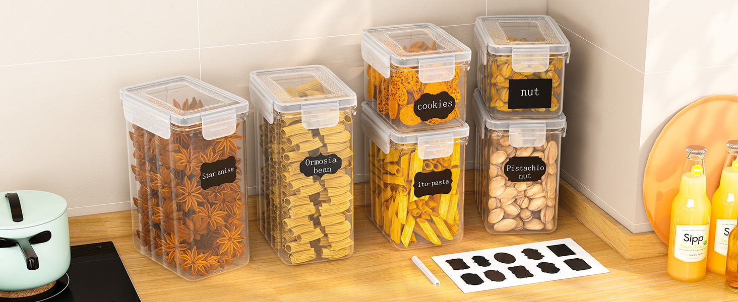 Набір з 24 герметичних контейнерів для зберігання продуктів, органайзер для холодильника, BPA-free, 42L, з етикетками